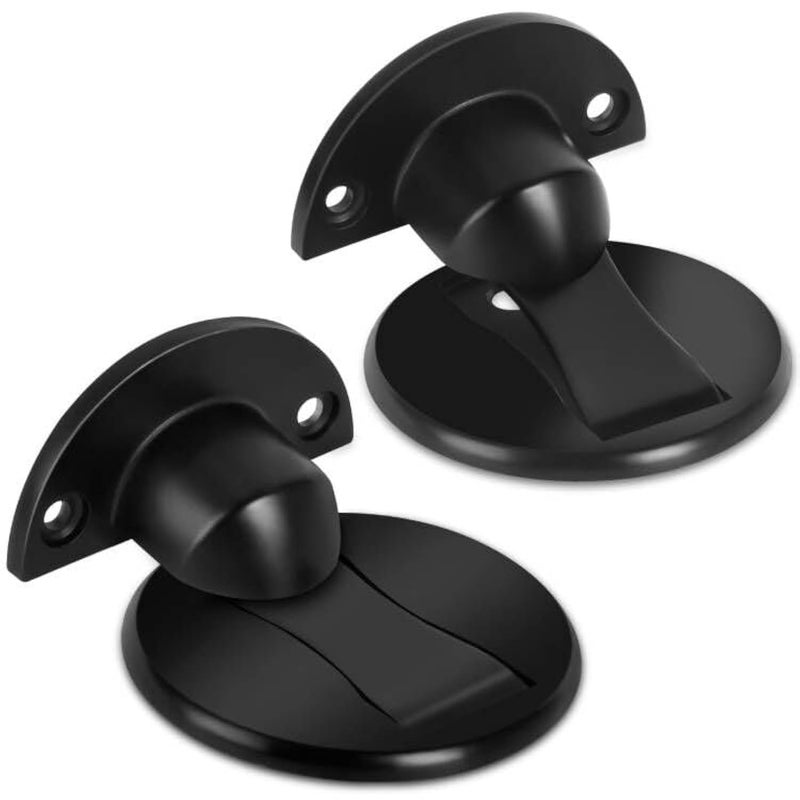 Gudui Magnetic Door Stoppers, Floor Mount Magnetic Door Stops, Stainless Steel Magnetic Door Holder Door Catch, Black Door Stoppers for Bottom of Door, 2 Pack - Image 1